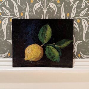 Lemon Dark Academia Still Life Oil Painting